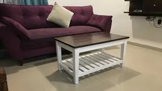 Solid wood - snow white + natural top Center table