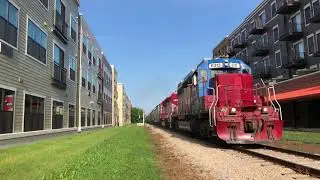 WSOR loaded grain train, HLCX 6313, WAMX 4178 Middleton, WI