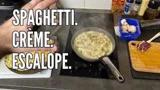 POV : 15 minutes spaghetti &agrave; la cr&egrave;me, escalope et champignons