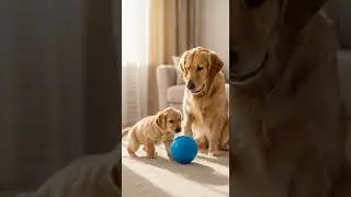 The kind mother plays happily with her puppy. Heartwarming puppy playtime fun