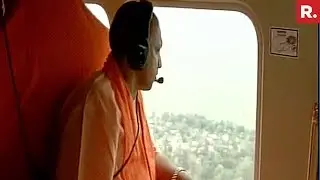 CM Yogi Adityanath Undertakes Aerial Survey Of Flood Affected Areas In UP