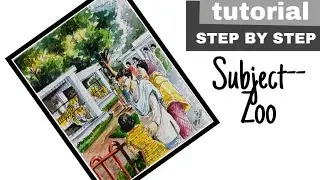 Watercolor composition ZOO/ Subjective drawing ZOO for third year... beginners.