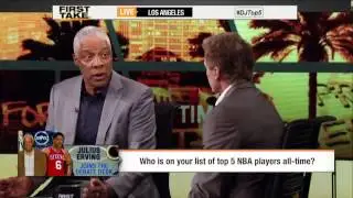 First Take - Dr. J Lists His All-Time Top 5 NBA Players