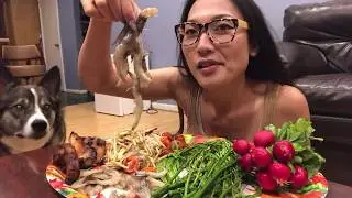 จัดตำชั่ว ซาวกุ้งฝอยสด กับผักขาแซบๆจักคำจ้า