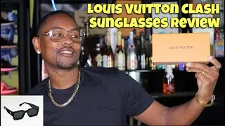 Распаковка и обзор солнцезащитных очков Louis Vuitton Clash, цвет чёрный/золотой, лето 2023