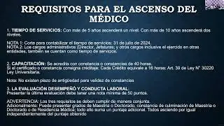 FMP: Tema: Decreto Supremo sobre los Lineamientos del Ascenso en la Carrera Médica.