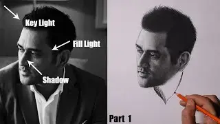 Portrait Drawing of Mahendra Singh Dhoni - Birthday Special | Portrait according to light #mahi