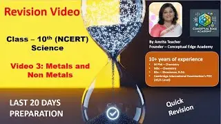 Class 10th Exam - Final Science Revision🔥| Amrita Dubey | Video 3 | Metals and Non Metals