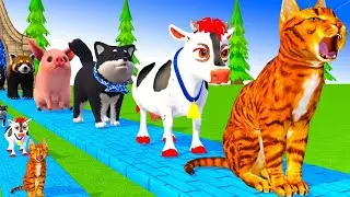 Paint Animals Duck, Tiger, Cow, Lion, Pig Dog Fountain Crossing Animation 2025