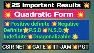 🌟Quadratic Form💥Trick based PYQ 🌟Diagonalizable matrix 💥25 important Results💥