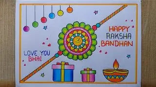 Rakhi drawing easy| Rakshabandhan special Card drawing| How to draw Rakhi step by step| Happy Rakhi