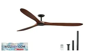 VEVOR 72 Inch Ceiling Fan without Light 6 Speed Remote Control 3 Wood Blade Reversible