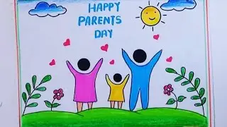 Parents day Drawing|Happy parents day Drawing|Parents day Drawing easy|Easy Poster for parents day