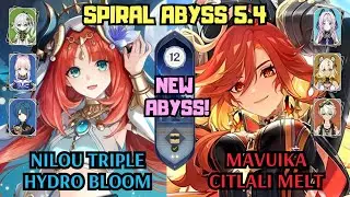 C0 Nilou Triple Hydro Bloom & C0 Mavuika Citlali Melt |5.4 NEW Spiral Abyss Floor 12| Genshin Impact