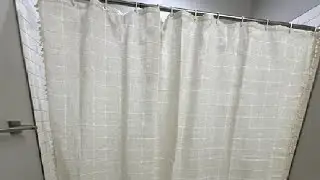 Awellife Flax Linen Shower Curtain Boho Farmhouse Plaid Beige Tassel Shower Curtains