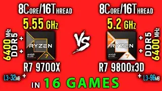 Ryzen 7 9700X vs Ryzen 7 9800X3D Test in 16 Games | R7 9700X vs R7 9800x3D Thermal Power Efficiency