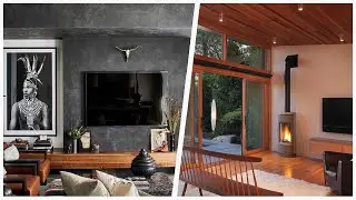 75 Orange Medium Tone Wood Floor Living Room Design Ideas You'll Love 🔴