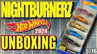 Распаковка набора из 5 наборов Hot Wheels NIGHTBURNERZ 2024 года!