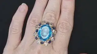 Коктейльное кольцо из серебра Швейцарский Топаз 23 кт &ndash; Сапфир &ndash; Танзанит