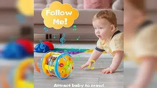 Baby Toys 6 to 12 Months - Ocean Rotating Light Up Musical Crawling Toy for Infants,
