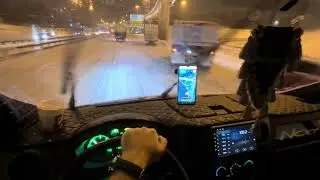 Газель Next G21 (Foton) от первого лица/снегопад в Москве Френсис/Грузоперевозки