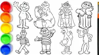 How to draw Sesame Street Characters - Sesame Street Coloring Pages, Elmo, Cookie, Ernie, Bert