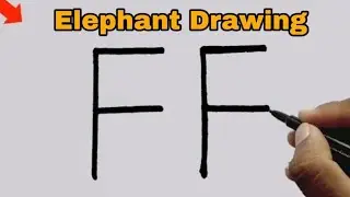 How to draw Elephant from Letter F | Elephant Drawing Easy | Animals Drawing / Cute Elephant Drawing
