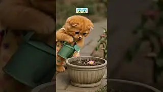 little kitten grow a money plant 🌵💲 #ai #animation #cat #trending #anime
