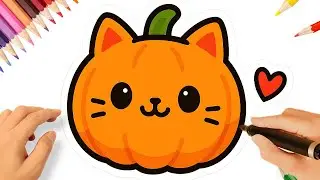 HOW TO DRAW A CUTE PUMPKIN CAT 🎃🐱 EASY TUTORIAL