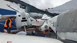 AERÓDROMO MUNICIPAL DE COIMBRA DESTRUIDO COM FORTES VENTOS