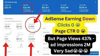 AdSense Earning Down Clicks 0 😭 Page CTR 0 But Page Views 437k - ad impressions 2M Very Sad