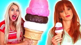 Giant vs Regular FUNNY PRANKS!!! + Cake Food Challenge!