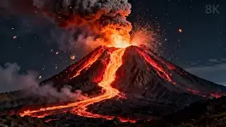 Volcano Relaxation Video 8K | Lava Flow ASMR | No Music | Meditation