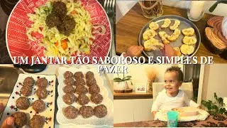 UMA RECEITA DELICIOSA MACARRÃO COLORIDO COM ALMÔNDEGAS FRITAS | Marjorie Ribeiro