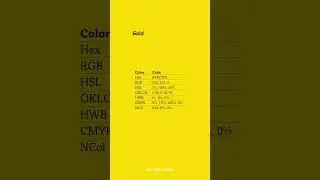 gold all color codes #FFD700 #RGB