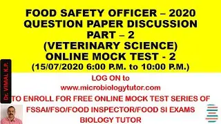 VETERINARY SCIENCE MCQs - ONLINE MOCK TEST - 2 - QUESTION PAPER DISCUSSION - PART - 2 - 15/07/2020