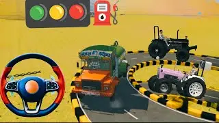 driving truck and tractors at high bridge in game#indianvehiclessimulator3dgameplay 