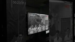 Ai gen. Scientists observe a monstrous creature behind glass captured on a security camera monitor