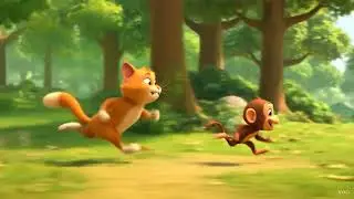 Cat And Monkey Slapstick Chase #animation #funny #magic #fantastic #ai #comedy 