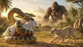 Puma Saves Pony from a Giant Anaconda | Emotional Animal Rescue Story