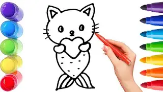 Как нарисовать милого котенка. Рисование, раскрашивание и рисование для детей и малышей_🌈🎨