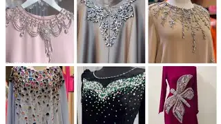 beautiful pakistani embroidery neck design stone work 👌😲