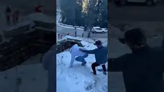 enjoying with friends on fresh snowfall 🌨️.             #shorts