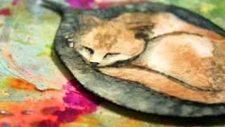 Mixed media Cat Painting - Sweet Dreams