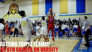 Top 8th grader in the country GETS OFF in varsity game while being triple teamed