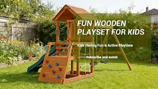 Kids' Amusement Equipment Climbing Frame Outdoor Wooden Playground Slide Swing Set