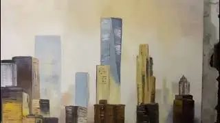 Textured Cityscape Painting, New York Skyline Wall Art, High-end Modern Decor, Large City Painting
