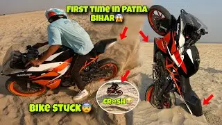 Bike stuck in sand😨||First time in Patna Bihar😱|| Cr@sh🤯