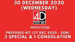 Foddy Nujum Prediction  for Sports Toto 4D - 30 December  2020 (Wednesday)