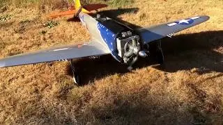 Topflite P-47 Saito FG-60R3 first run after engine break-in. 6800 RPM w/Fiala 22x10 gas prop